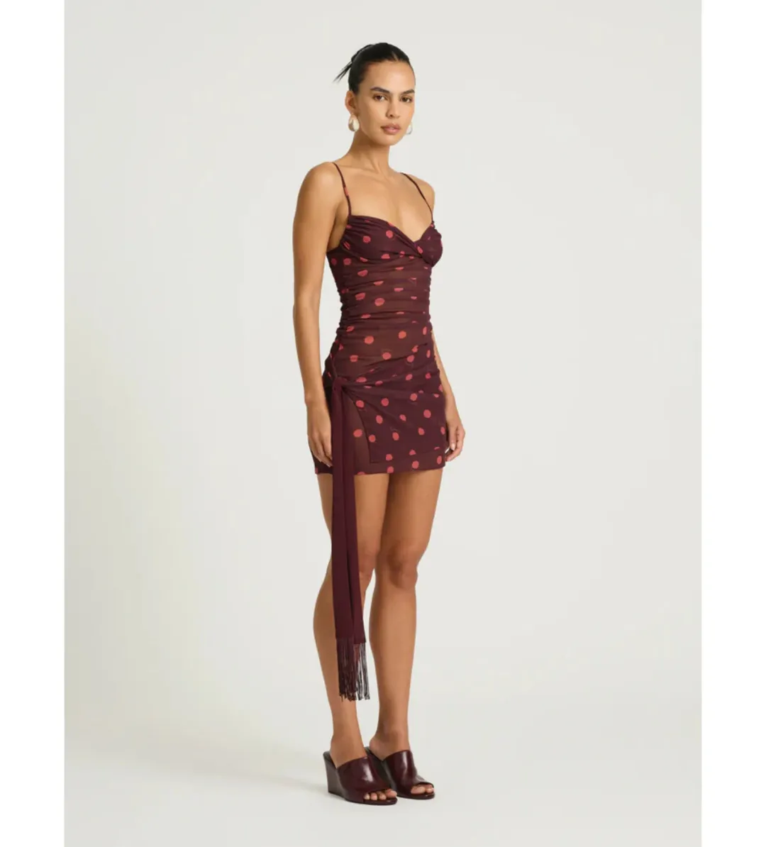 Benni Piper Twist Dress in Plum Spot Size AU8 for rent on The Volte - main image