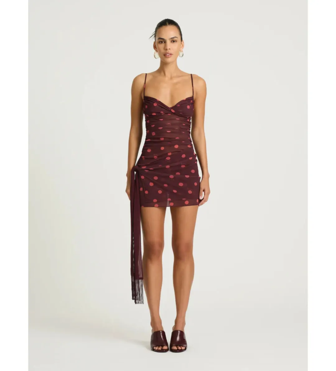 Benni Piper Twist Dress in Plum Spot Size AU10 for rent on The Volte - main image