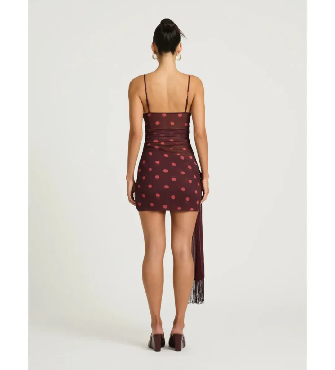 Benni Piper Twist Dress in Plum Spot Size AU10 for rent on The Volte - main image