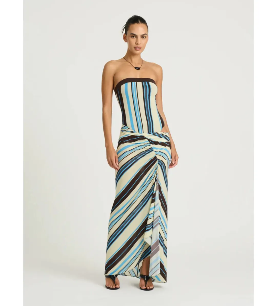 Benni Rumi Strapless Maxi Dress in Ocean Stripe Size AU6 for rent on The Volte - main image