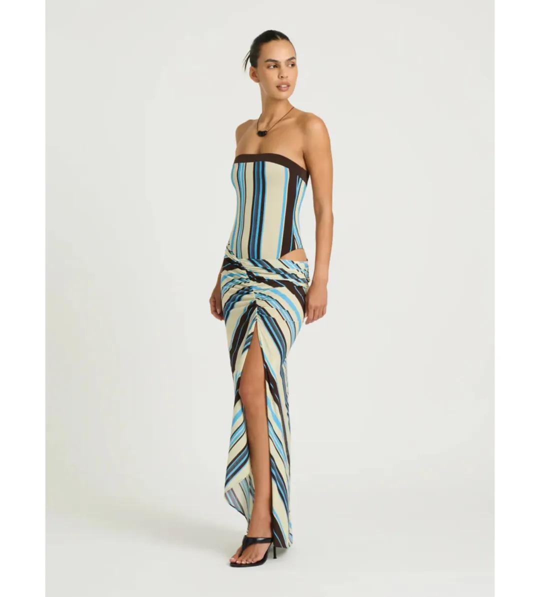 Benni Rumi Strapless Maxi Dress in Ocean Stripe Size AU8 for rent on The Volte - main image