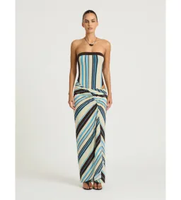 Benni Rumi Strapless Maxi Dress in Ocean Stripe Size AU8 for rent on The Volte - image 2