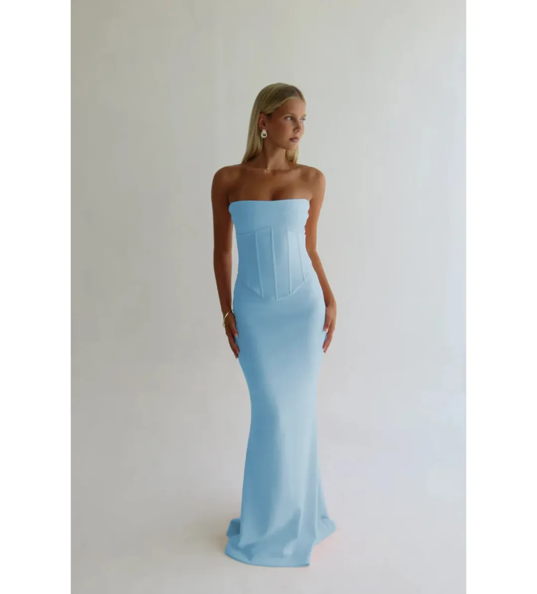 Hntr The Label Louie Gown in Baby Blue Size XS/AU6 for rent on The Volte - main image