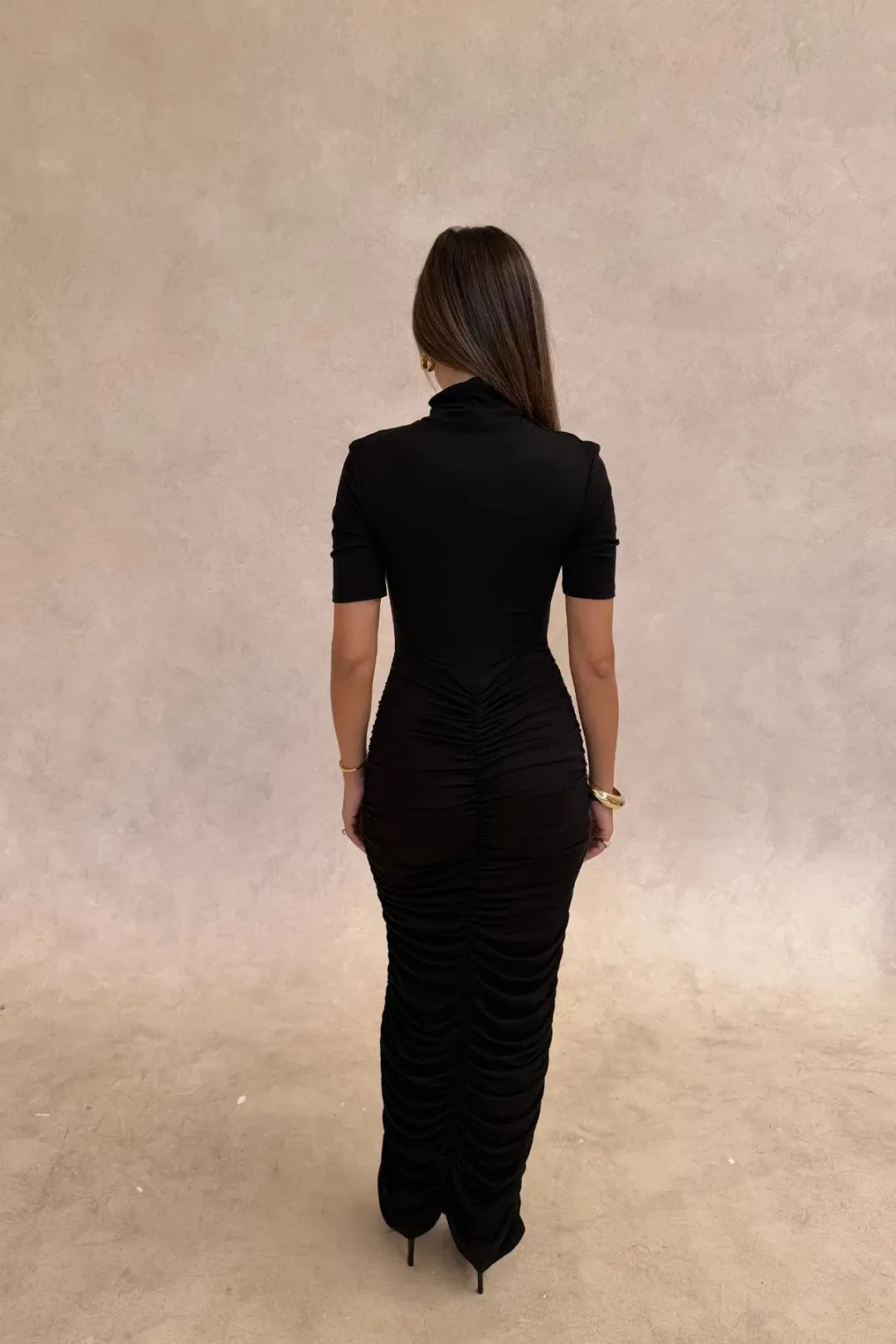 Imana Draped Maxi Dress Black - Sneaky Link - Size XXS for rent on The Volte - main image