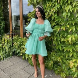 AJE Astrid Tie Back Mini Dress Green Size 16 for rent on The Volte - image 2