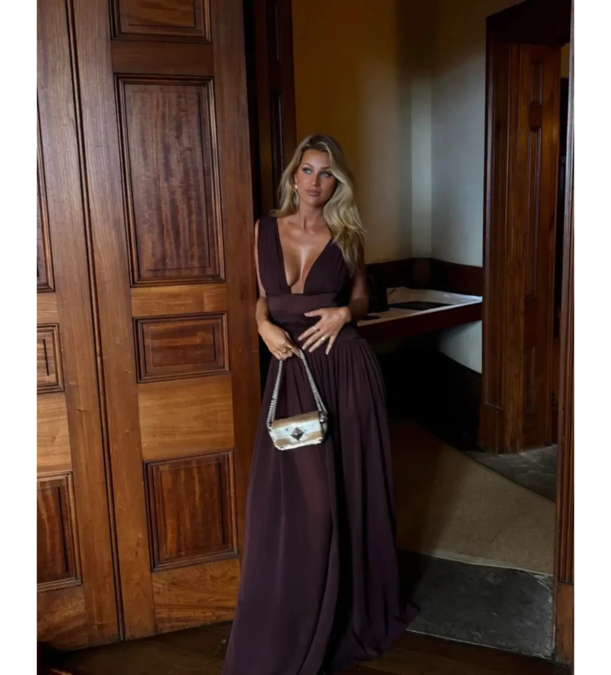 Arcina Ori Ramona Dress in Cacao Size XS/AU6 for rent on The Volte - main image