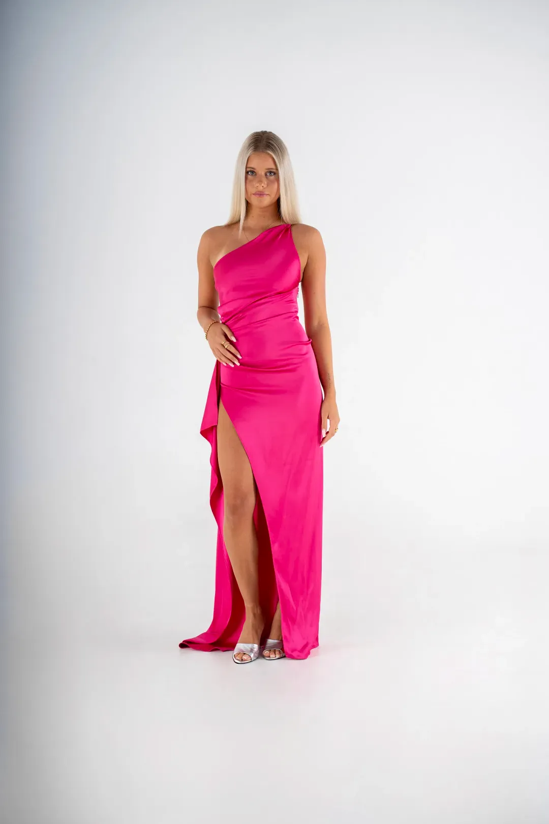 Studio Lexi Samira Maxi Gown Hot Pink for rent on The Volte - main image