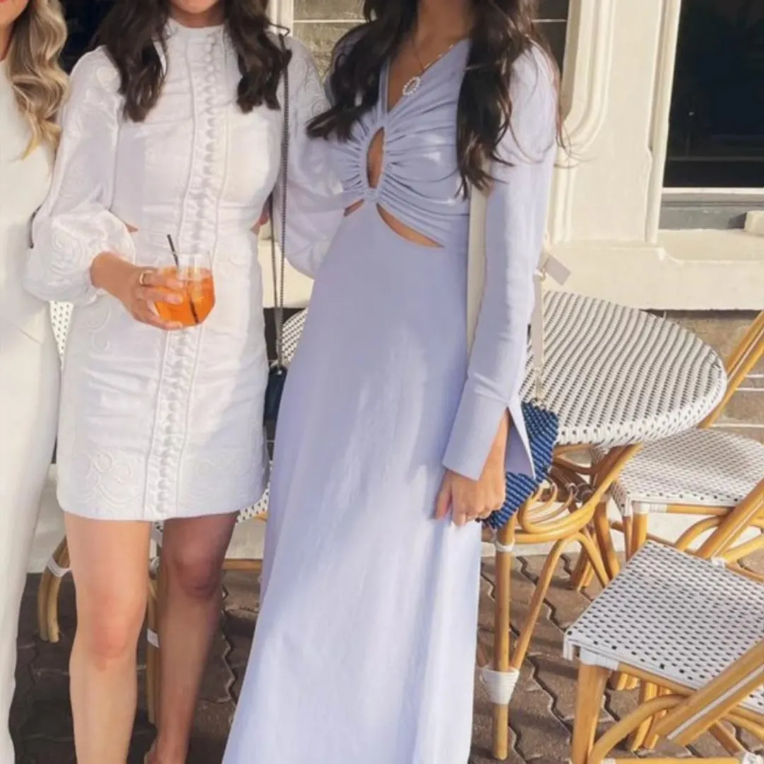 Scanlan Theodore Lilac Crepe Knit Keyhole Dress Size Small for rent on The Volte - main image