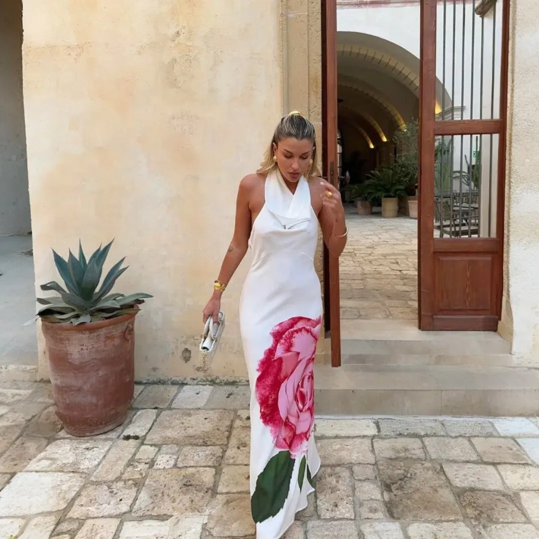 WITH HARPER LU Cowl Slip Dress - White Rose Size Medium (10) for rent on The Volte - main image