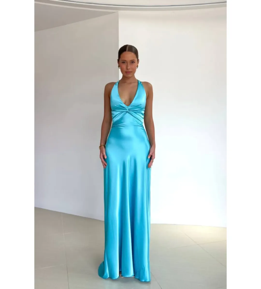 Ruth Tarvydas Goddess Gown in Aqua Size AU8 for rent on The Volte - main image
