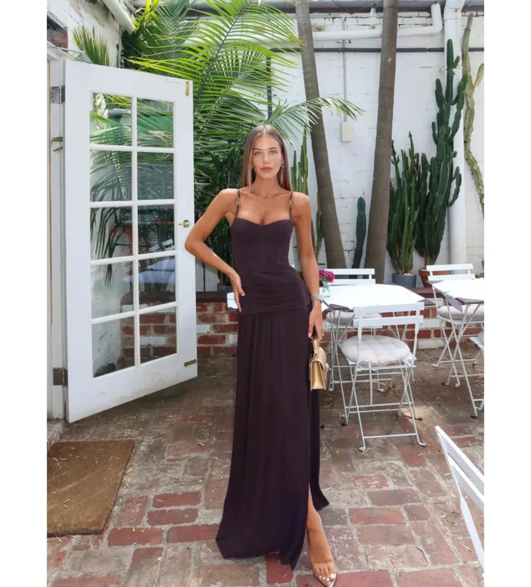 Manning Cartell Double Time Pleat Dress in Dark Chocolate Size AU4 for rent on The Volte - main image