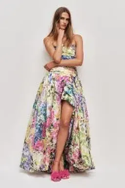 AJE Strapless Dahlia Gown in Lavandula - Size 14 AU - Colourful Floral Print Maxi Dress for rent on The Volte - image 9