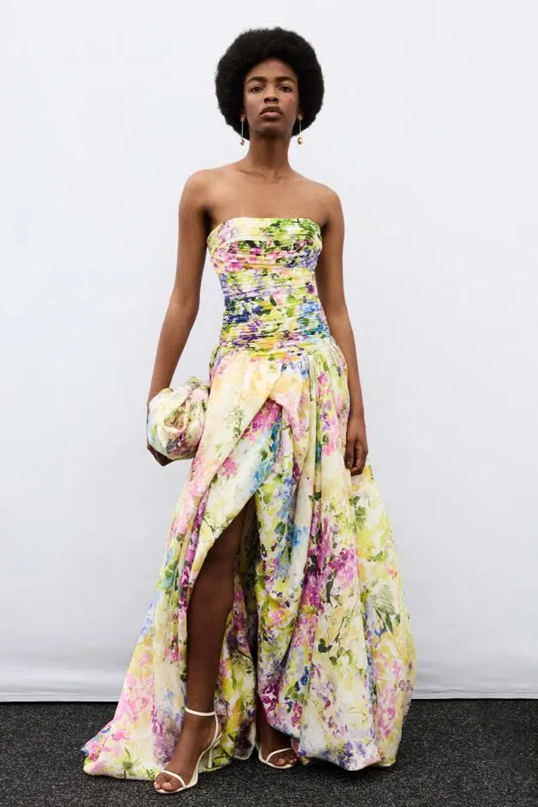 🪻AJE Strapless Dahlia Gown in Lavandula - Size 8 AU - Colourful Floral Print Maxi Dress 🪻 for rent on The Volte - main image