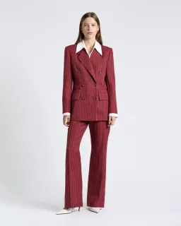 CUE Linen blend pinstripe suit - Maroon (12) for rent on The Volte - image 1
