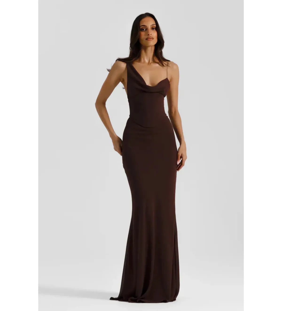 Natalie Rolt Hallie Gown in Espresso Size 1/AU8 for rent on The Volte - main image