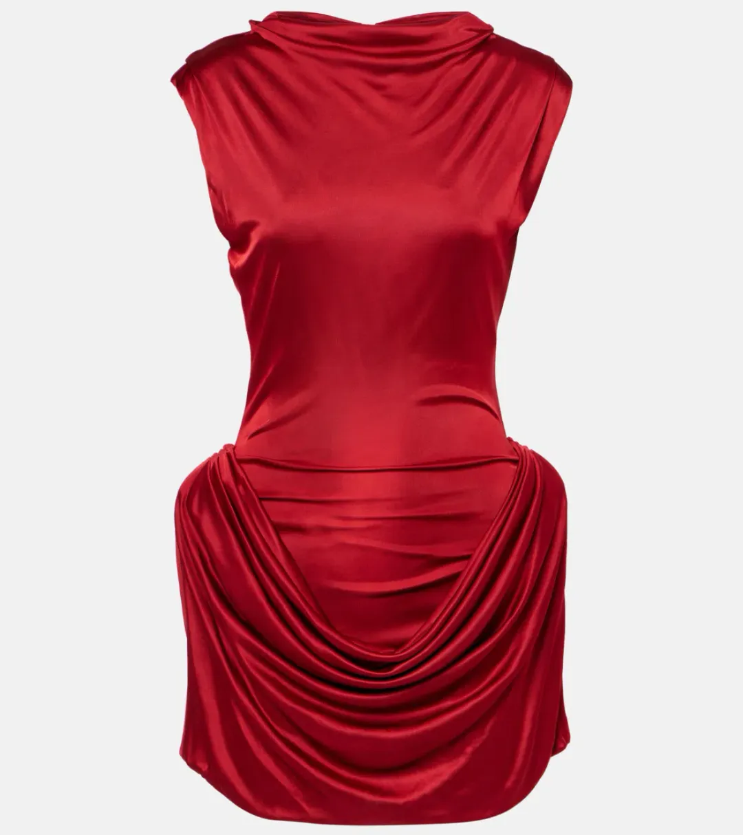 Magda Butrym red draped cowl-neck Mini size 12 for rent on The Volte - main image
