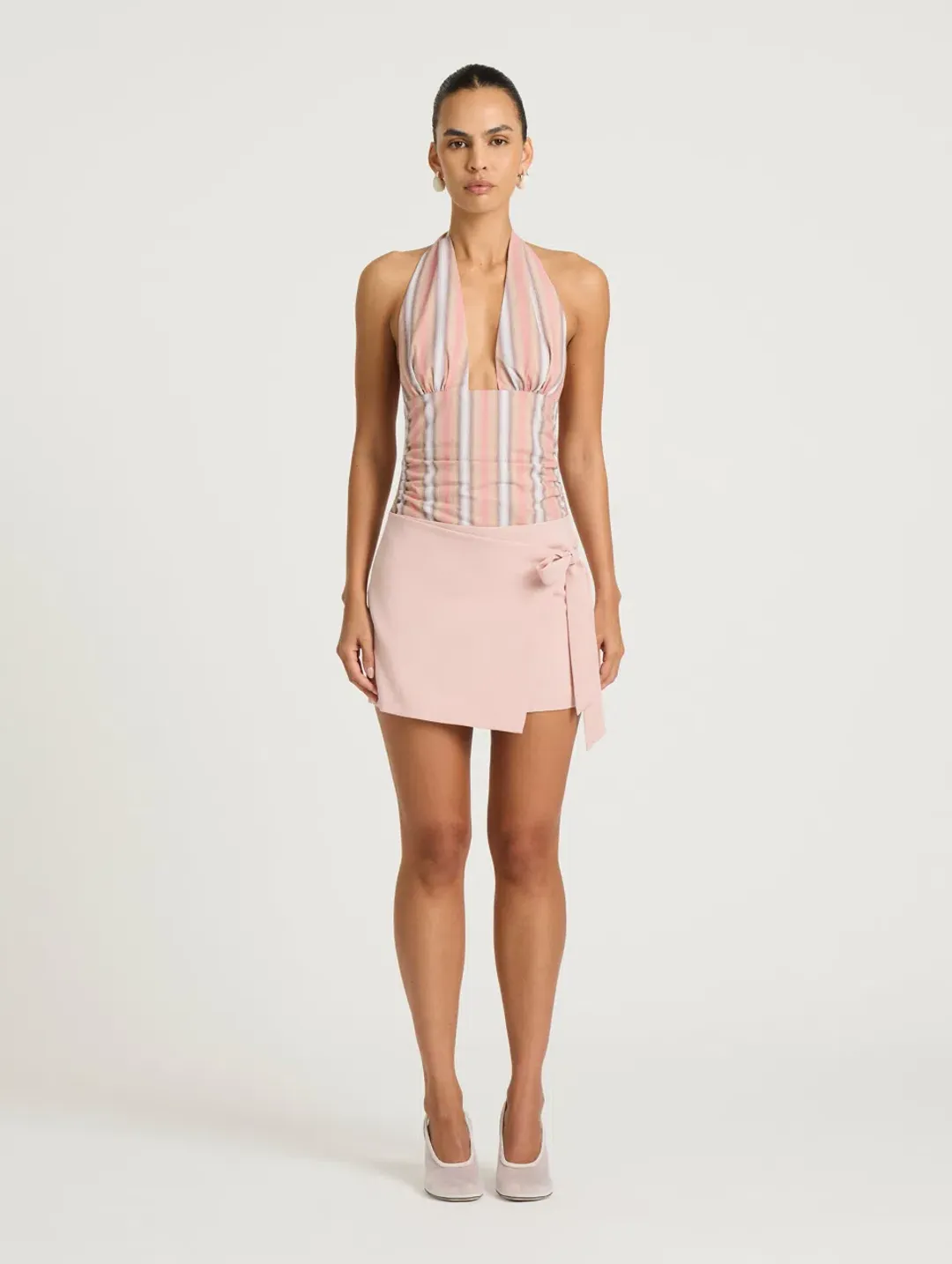 Benni Tiano Mini Dress Pink Stripe Size 8 for rent on The Volte - main image