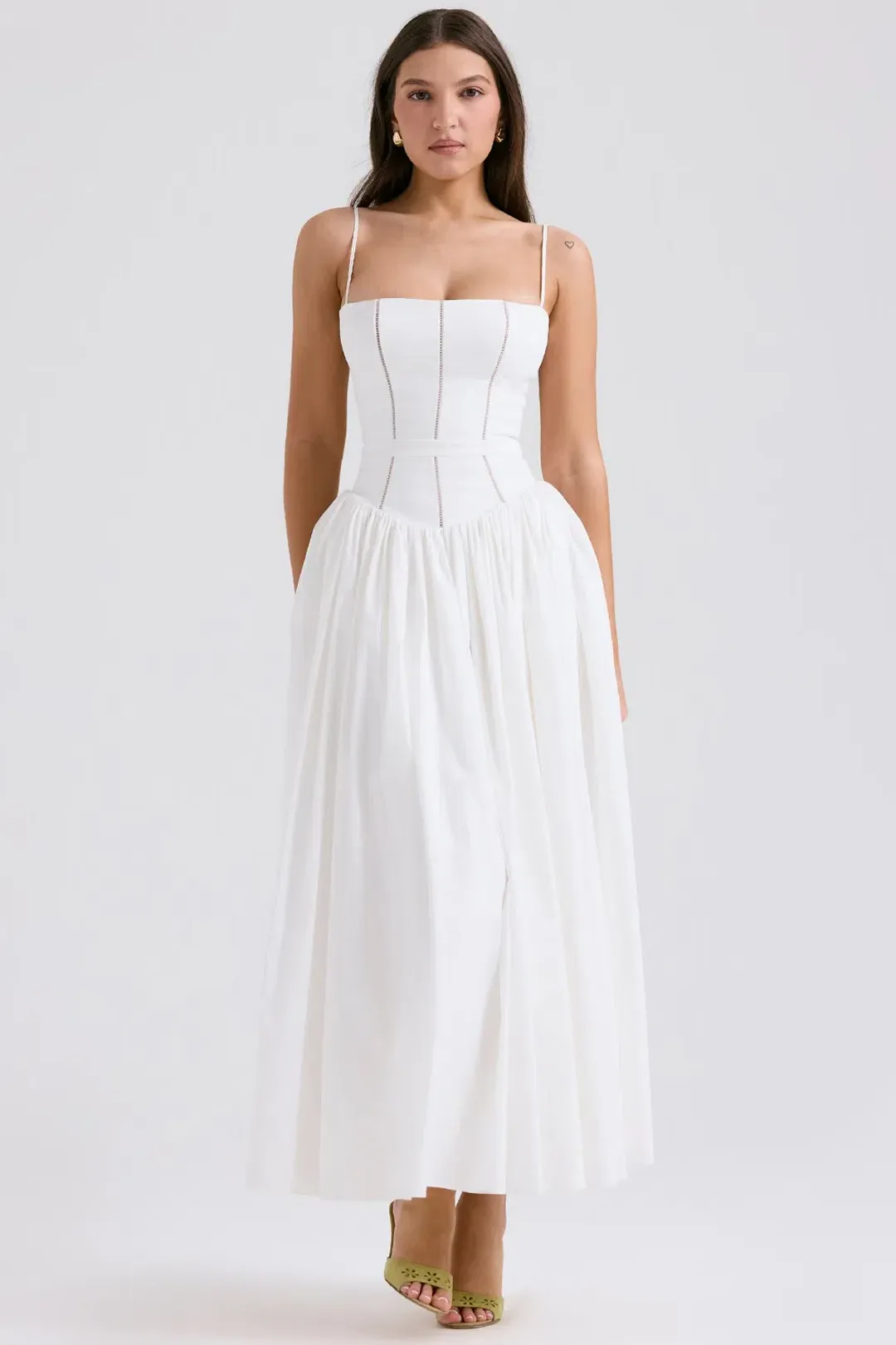 House of CB YSABELLA White Cotton Maxi Sundress Size S for rent on The Volte - main image