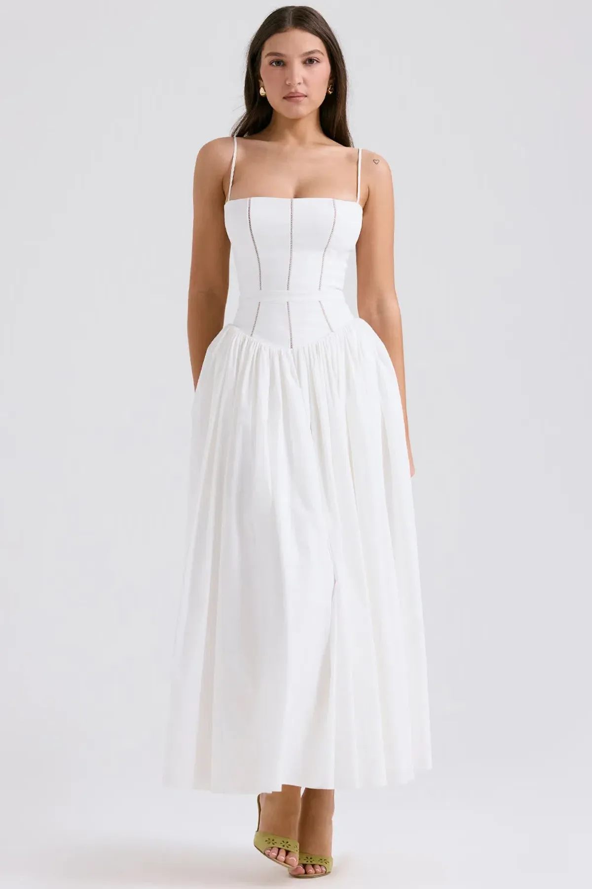 House of CB YSABELLA White Cotton Maxi Sundress Size S for rent on The Volte - main image