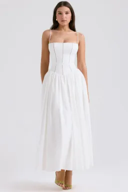 House of CB YSABELLA White Cotton Maxi Sundress Size S for rent on The Volte - image 1