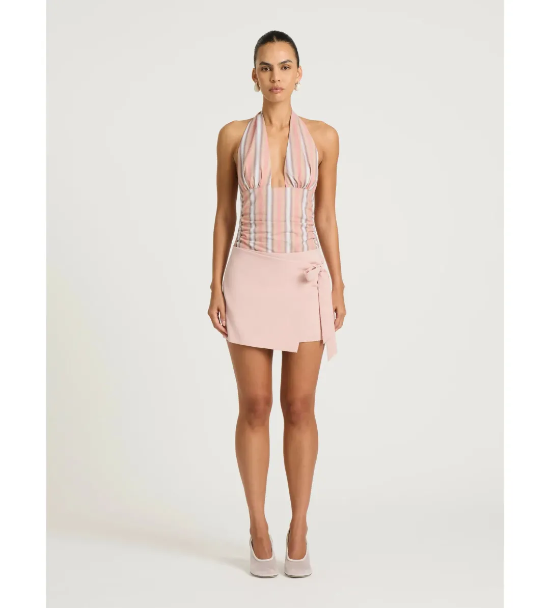 Benni Tiano Mini Dress in Pink Stripe Size AU6 for rent on The Volte - main image