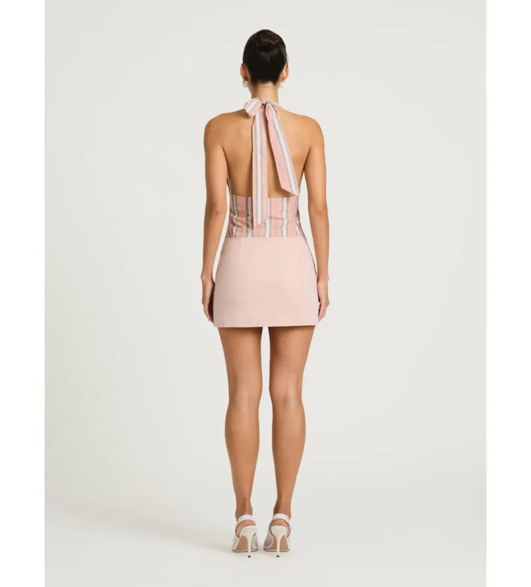 Benni Tiano Mini Dress in Pink Stripe Size AU8 for rent on The Volte - main image