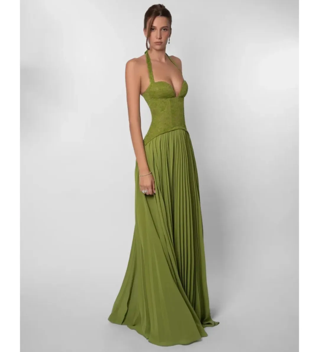 Fenity Gaia Halter Dress in Green Size M for rent on The Volte - main image