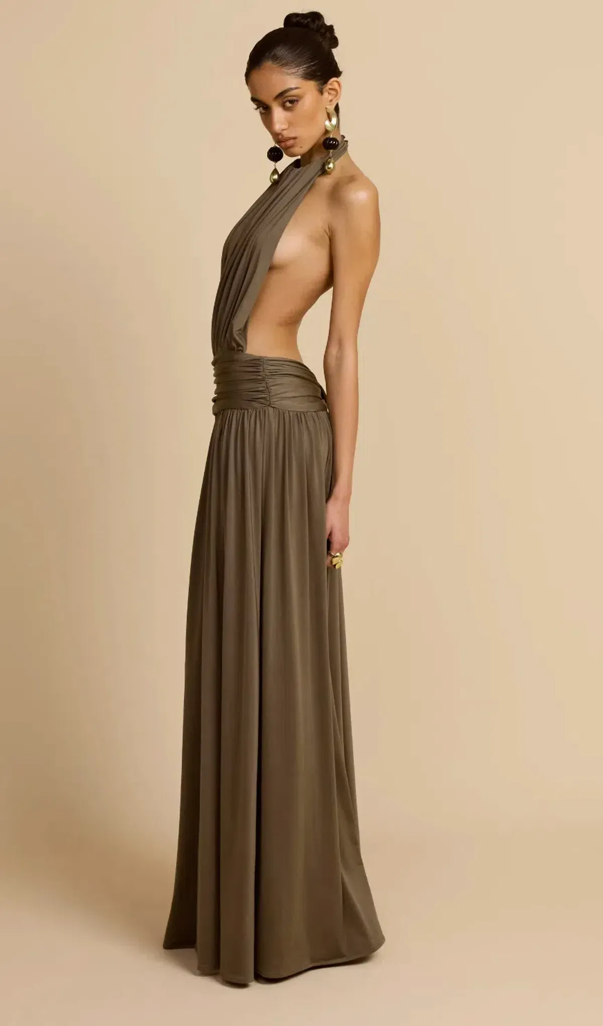 Arcina Ori Santina Dress Khaki - size XS for rent on The Volte - main image