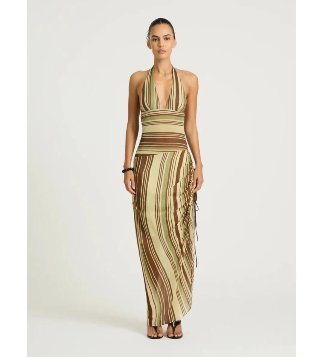 Benni Marnie Maxi Dress in Earth Stripe Size AU6 for rent on The Volte - main image