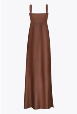 Anna October Aglaya Dress Brown Satin Maxi  for rent on The Volte - image 2