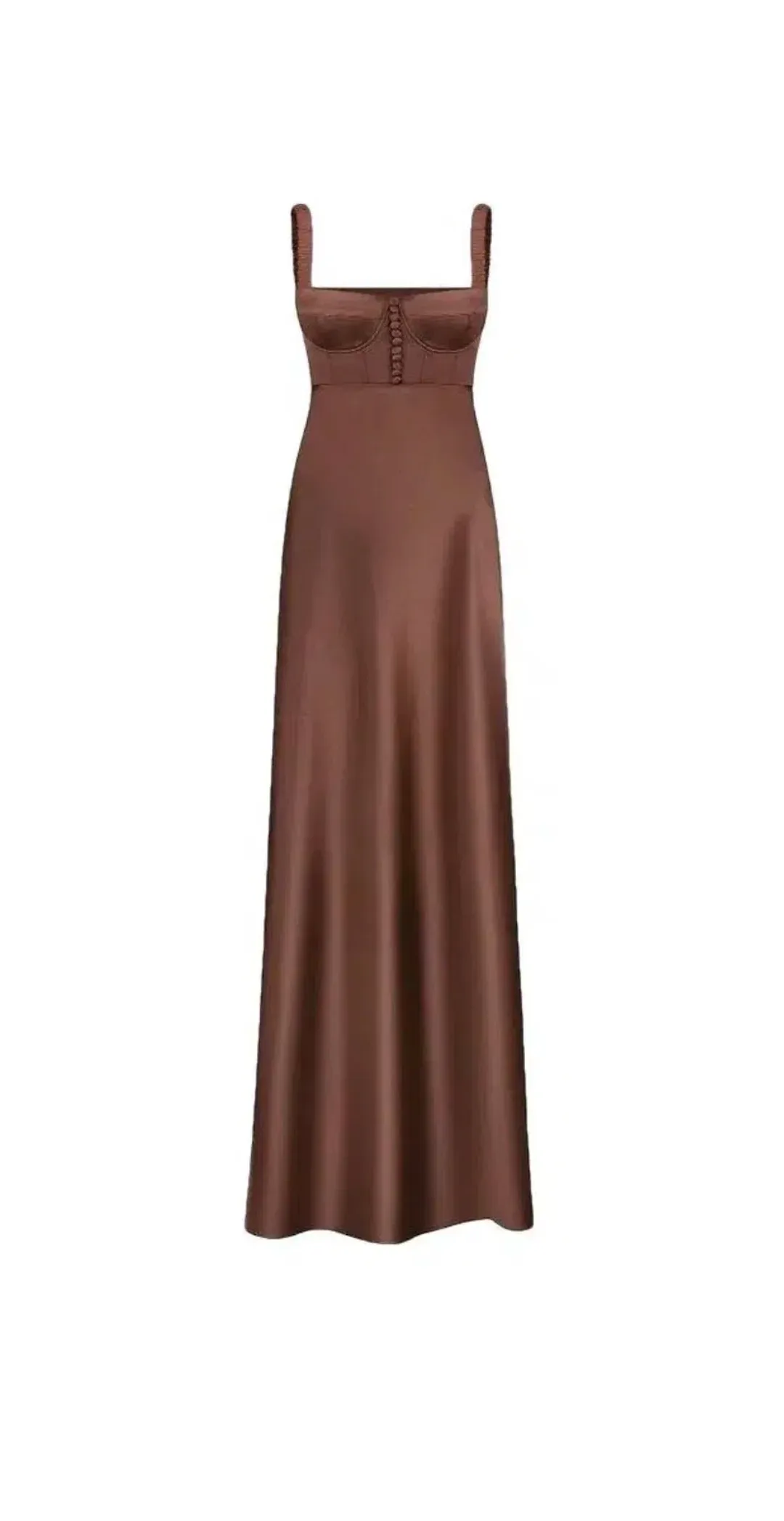 Anna October Aglaya Dress Brown Satin Maxi  for rent on The Volte - main image