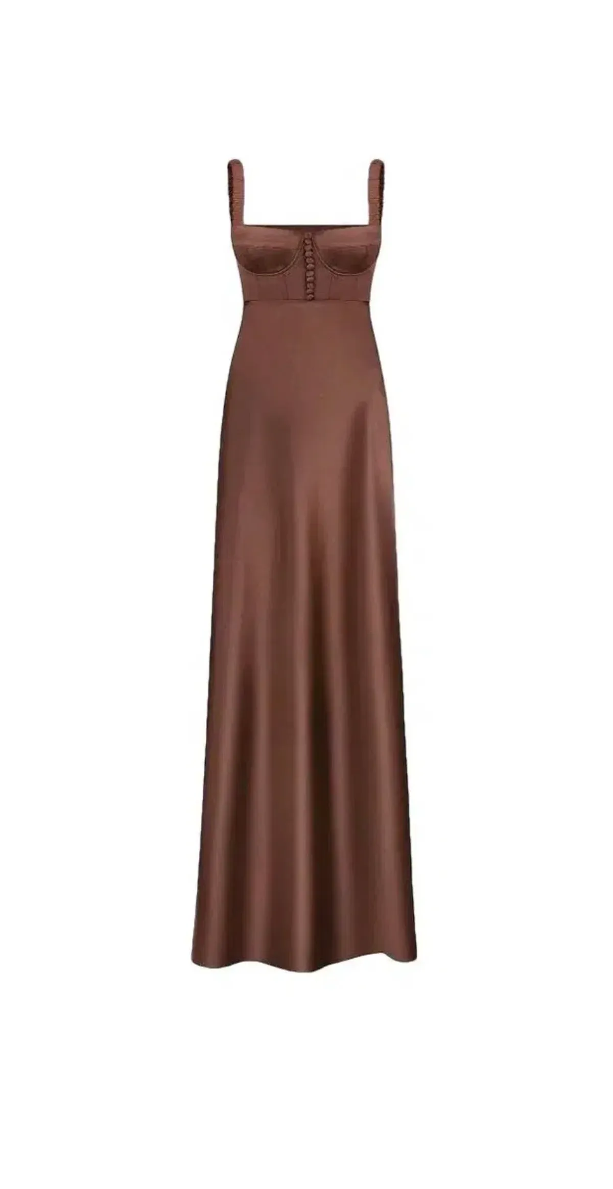 Anna October Aglaya Dress Brown Satin Maxi  for rent on The Volte - main image