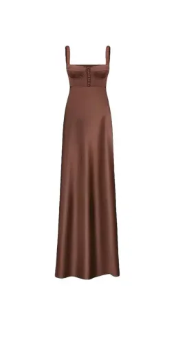 Anna October Aglaya Dress Brown Satin Maxi  for rent on The Volte - image 1