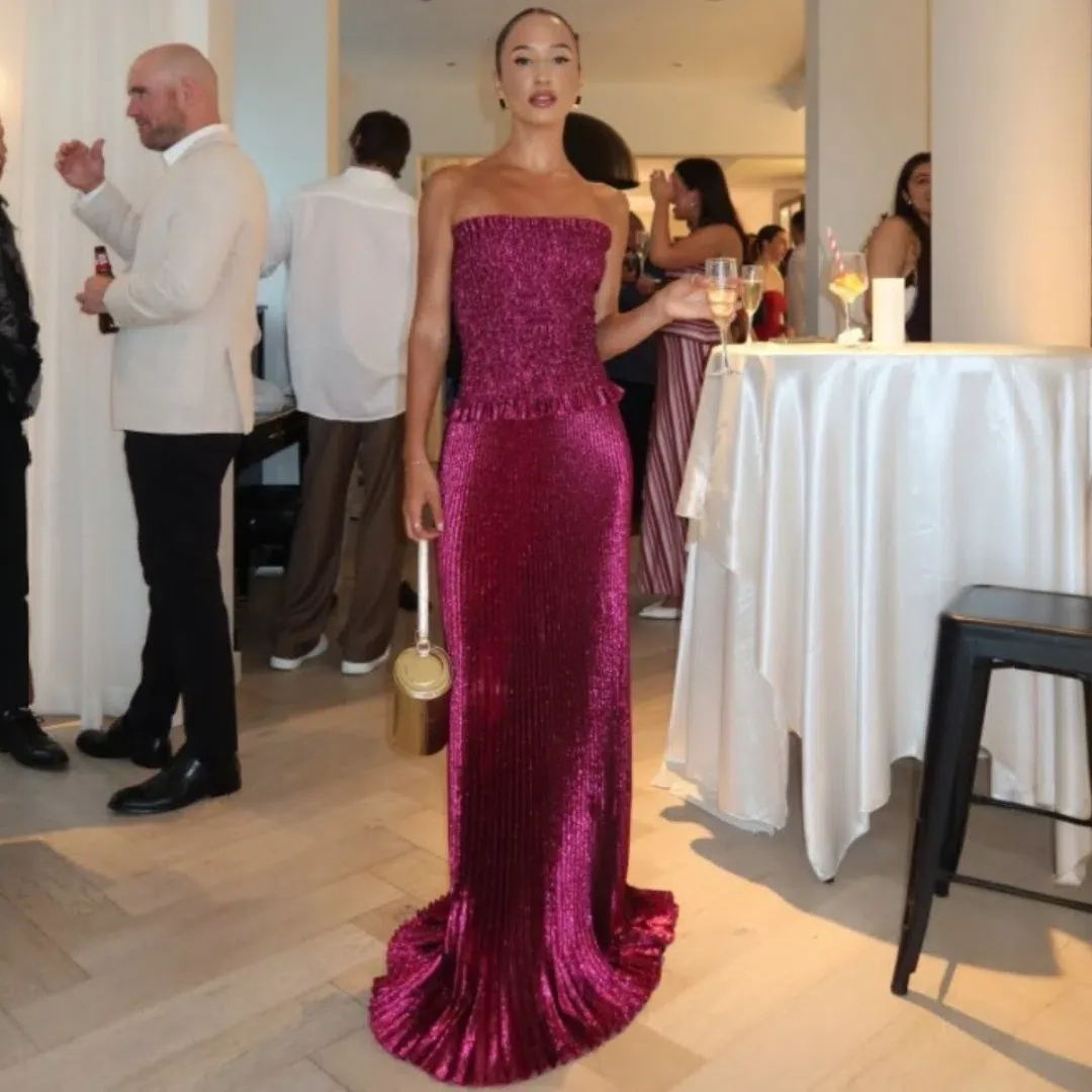 L'IDEE Maya Gown Dress Sangria Glitter Size 12 for rent on The Volte - main image