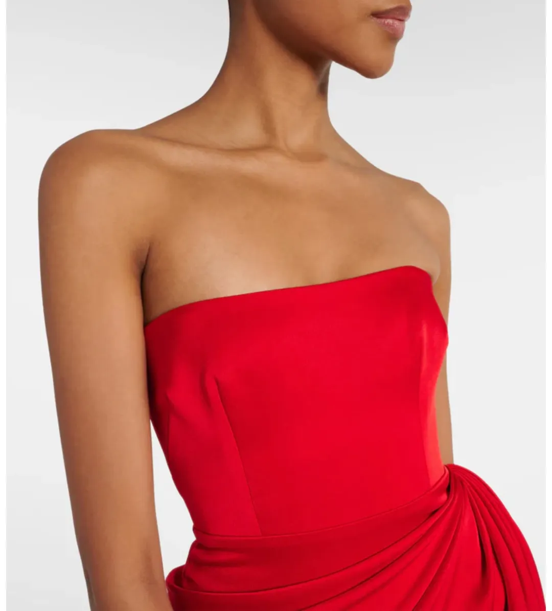 Alex Perry Strapless Corset Tiered Satin Crepe Gown in Red Size XXS/AU4 for rent on The Volte - main image