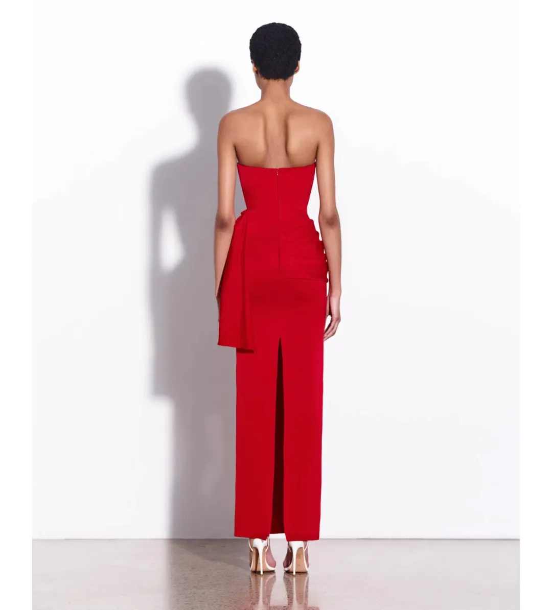 Alex Perry Strapless Corset Tiered Satin Crepe Gown in Red Size XXS/AU4 for rent on The Volte - main image