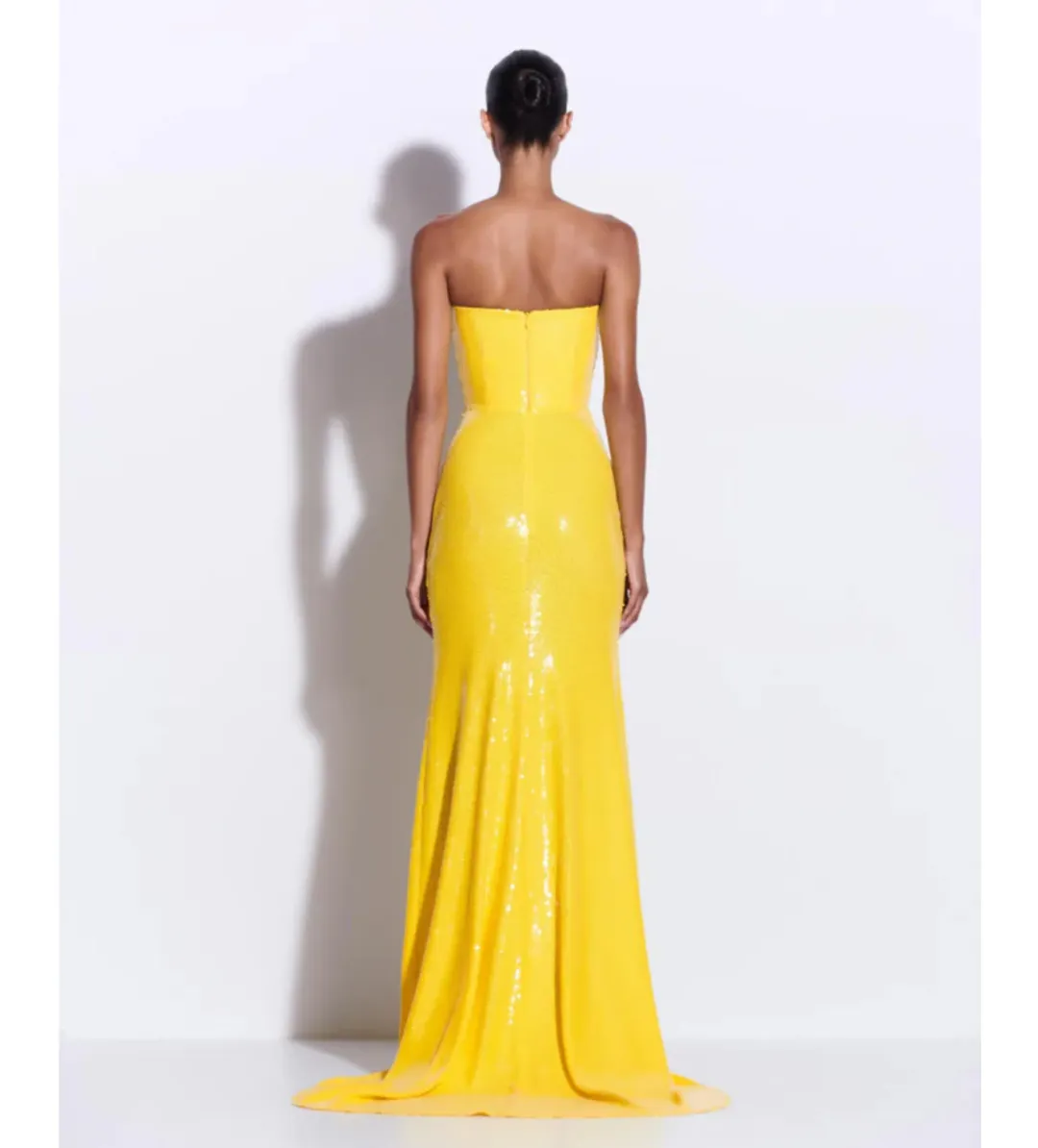 Alex Perry Strapless Sequin Gown in Yellow Size AU8 for rent on The Volte - main image