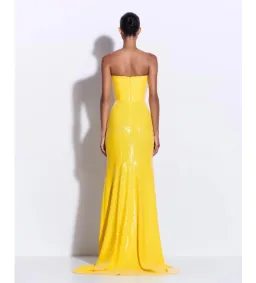 Alex Perry Strapless Sequin Gown in Yellow Size AU8 for rent on The Volte - image 2