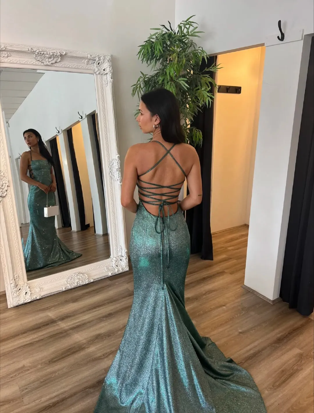 Gossip Gowns Angela Maxi Gown Sparkle Sage for rent on The Volte - main image