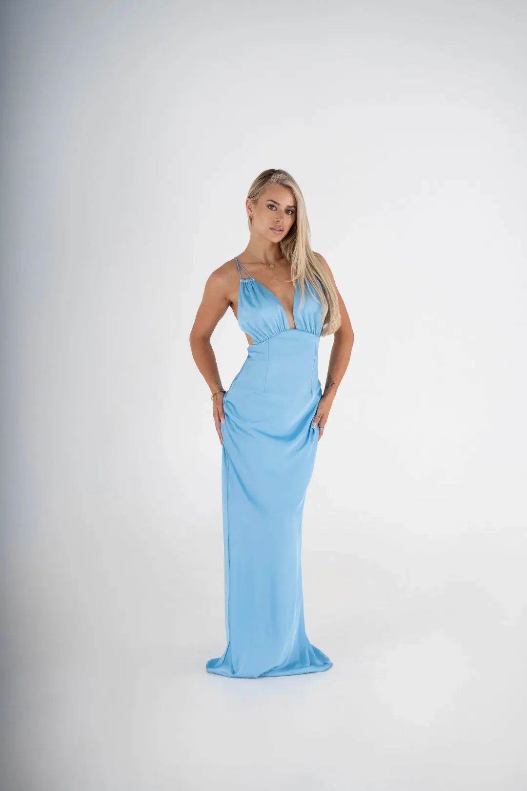 Lexi Dulce Maxi Gown Baby Blue for rent on The Volte - main image