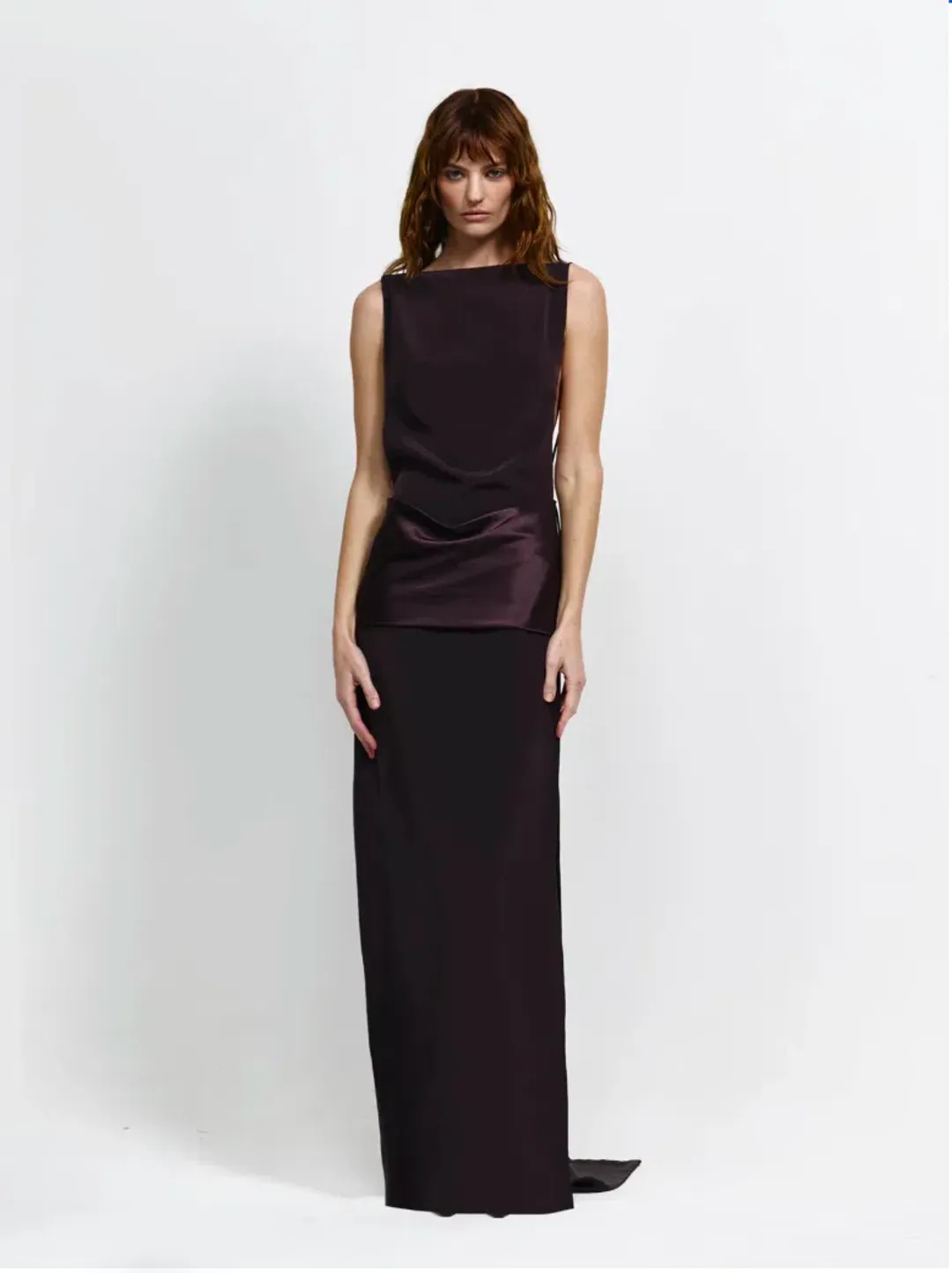 Effie Kats Ricardo Gown Chocolate Size M for rent on The Volte - main image
