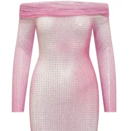 Self-Portrait Contour Print Embellished Pink Mini Dress for rent on The Volte - image 7
