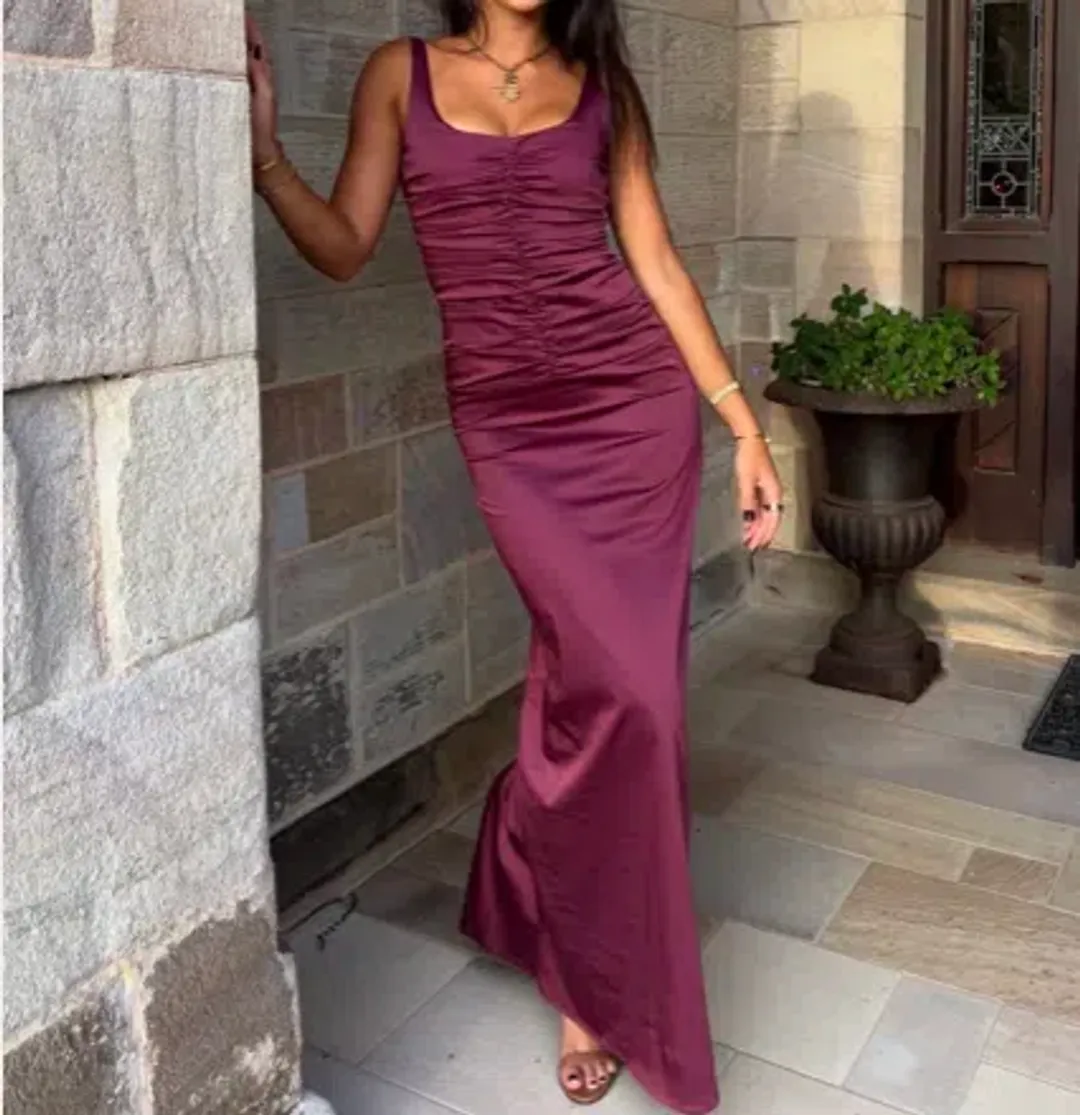 Ance Gria Atlein Gown | Plum for rent on The Volte - main image