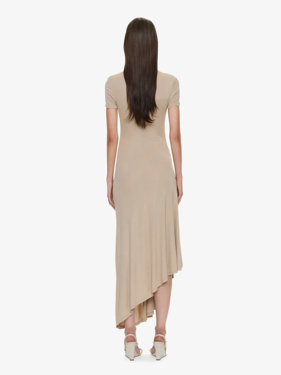 Christopher Esber Paisley Lace Rib Tee Dress shore chalk Size 8 for rent on The Volte - main image