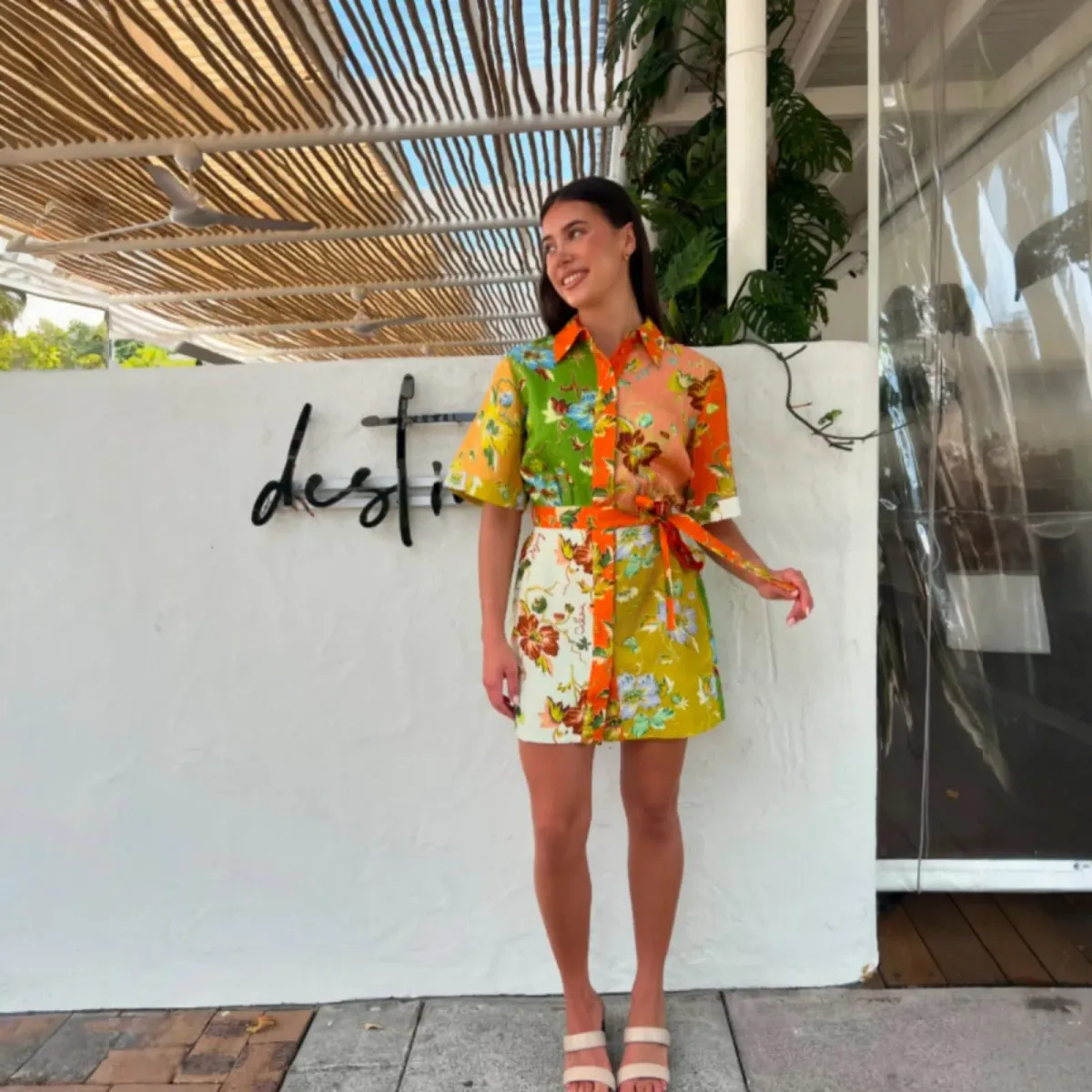 Alemais Hotel Lamu Spliced Shirtdress Size 8 for rent on The Volte - main image