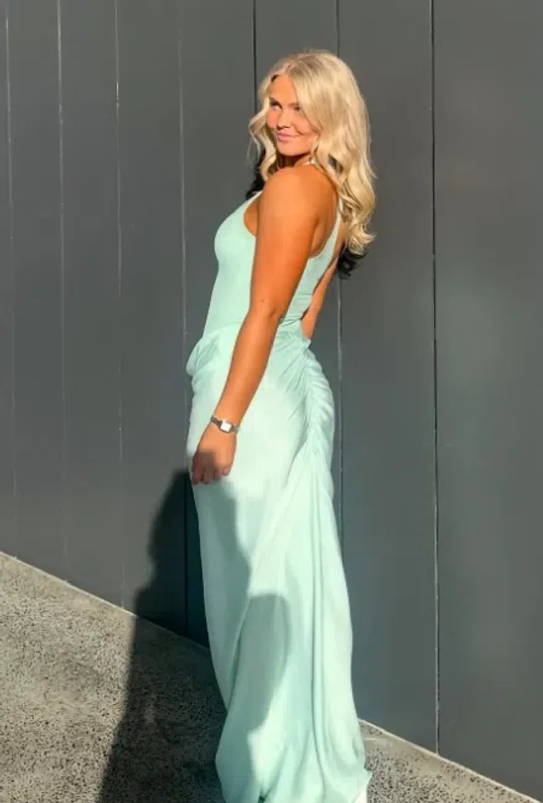 Benni Jade Maxi Dress – Bleached Aqua sz 12 for rent on The Volte - main image