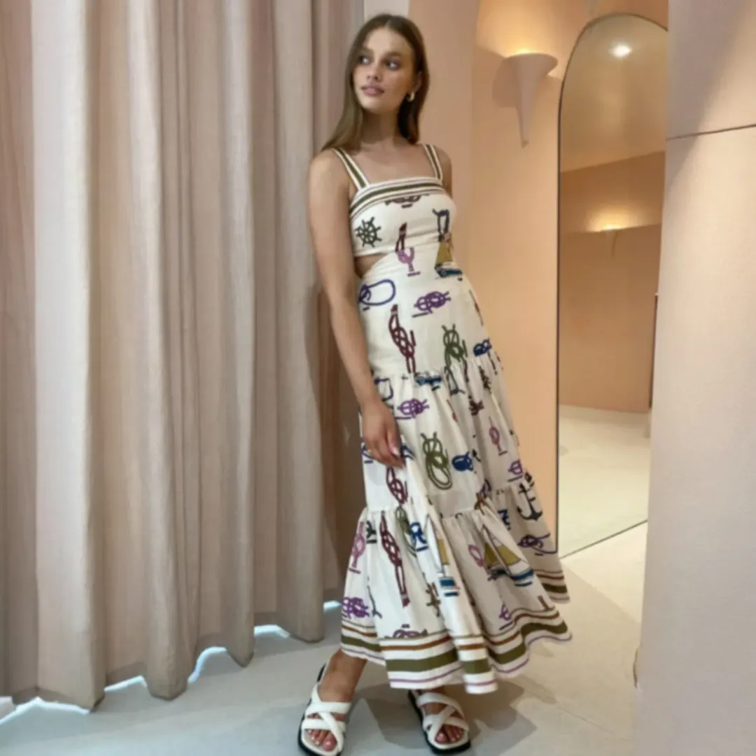 Alemais Ships Ahoy’ Sun Dress Multi Size 8 for rent on The Volte - main image