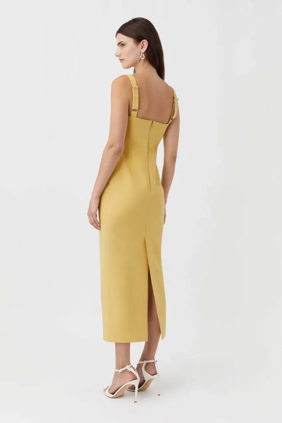 Camilla and Marc Brixton Midi Dress Mustard Yellow Size 14 AU for rent on The Volte - main image