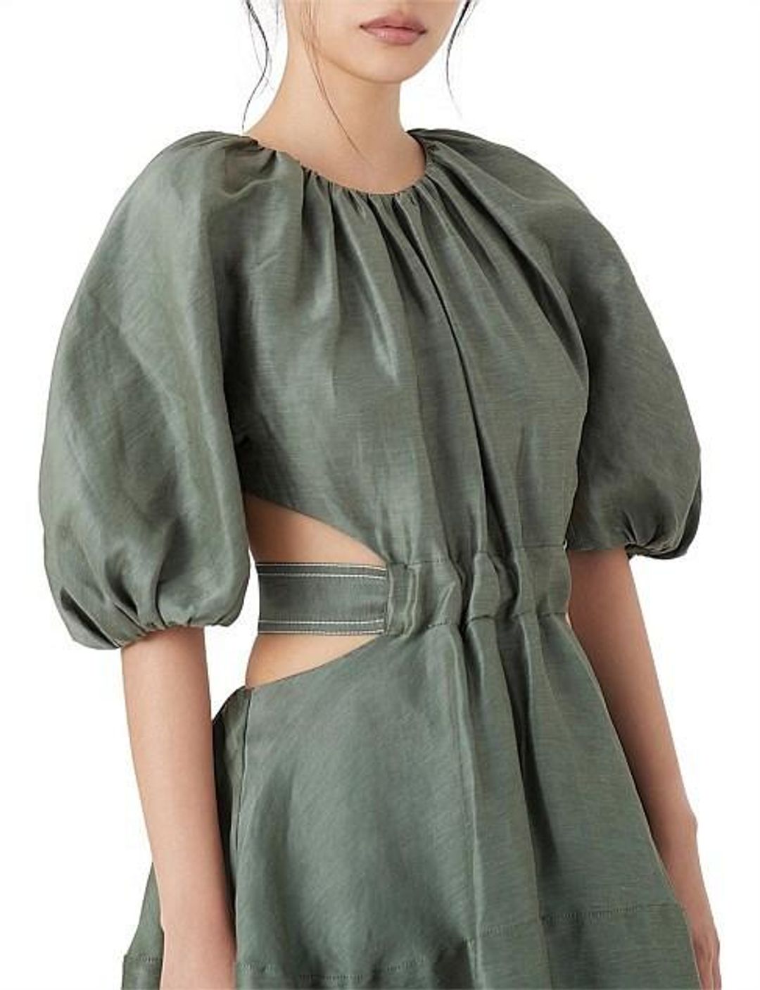 Aje Mimosa Cutout Midi Dress Green Size 8 for rent on The Volte - main image