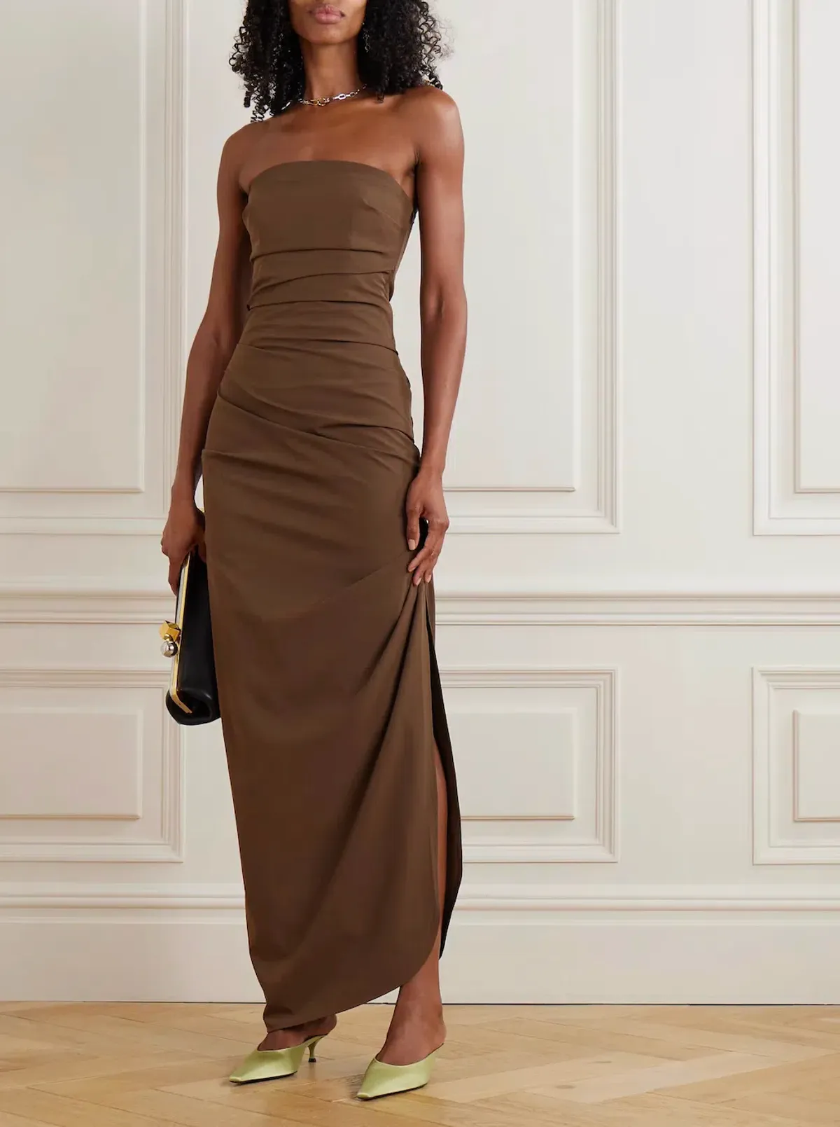 FLORENT STRAPLESS GOWN | MOCHA - SIZE 6 for rent on The Volte - main image